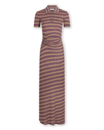 Rabanne Rib Knit Stripe Dress In Multi