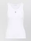 Rabanne Ribbed Cotton Tank Top With Perforated R-logo