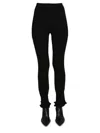 Rabanne Ribbed Flare Leggings With Elastic Waistband In Black