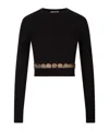 Rabanne Ribbed-knit Stud Embellished Cropped Top In Black