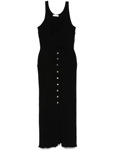 Rabanne Ribbed Midi Dress In Black