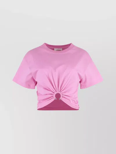 Rabanne Ribbed Neckline Cotton T-shirt With Metal Piercing