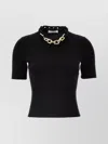 Rabanne Micro Ribbed T-shirt With Chain Detail In Black
