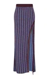 Rabanne Ribbed Split Maxi Skirt In Brown