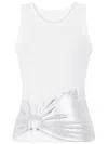 Rabanne Embellished Metallic Ribbed Stretch-cotton Jersey Tank In White
