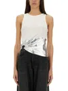 Rabanne Embellished Metallic Ribbed Stretch-cotton Jersey Tank In White