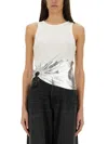 Rabanne Embellished Metallic Ribbed Stretch-cotton Jersey Tank In White
