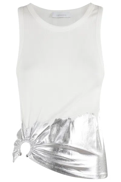 RABANNE RIBBED TOP WITH PIERCING APPLIQUE