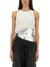 Rabanne Embellished Metallic Ribbed Stretch-cotton Jersey Tank In White