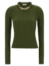 Rabanne Khaki Sweater With  'xl Link' Chain Applied In Green