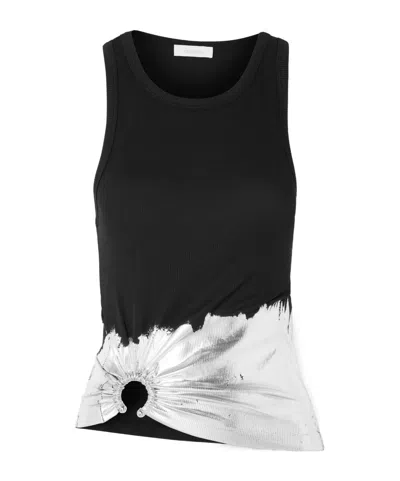 Rabanne Embellished Metallic Ribbed Cotton-blend Jersey Tank In Black