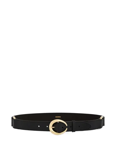 Rabanne Ring-buckle Leather Belt In Black