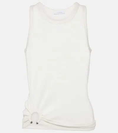 RABANNE RING-DETAIL COTTON-BLEND JERSEY TANK TOP