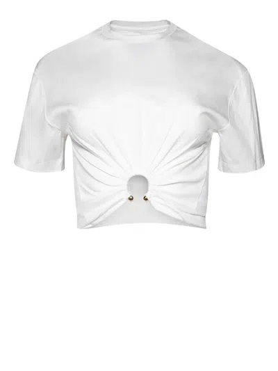 RABANNE RING-EMBELLISHED CROPPED T-SHIRT