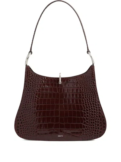 Rabanne Ring Embossed Leather Shoulder Bag In Brown