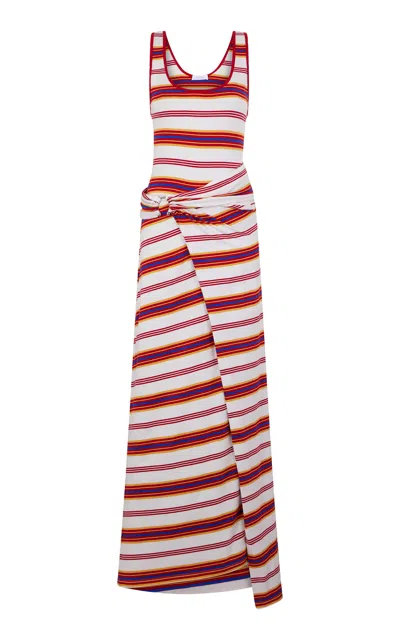 Rabanne Ring-gathered Stretch-cotton Maxi Dress In Multi