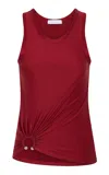 Rabanne Womens Ruby Red Ring Ruched Stretch-jersey Top In Red