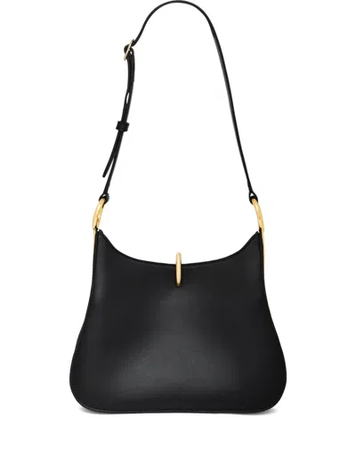 Rabanne Ring Medium Leather Shoulder Bag In Black