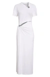 Rabanne Ring Pierced Jersey Dress In White