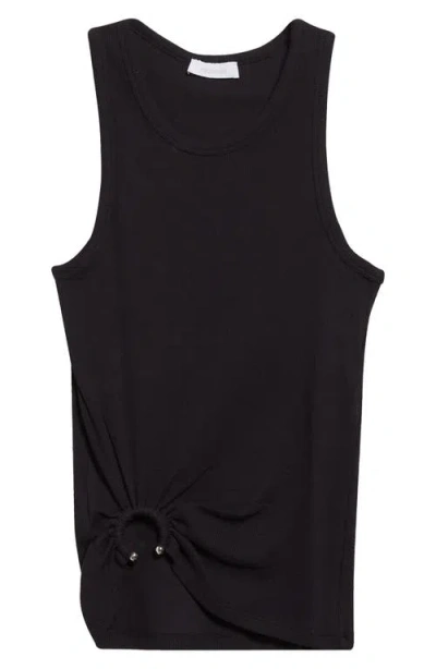 Rabanne Ring Pierced Stretch Cotton Tank In Black