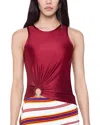 Rabanne Asymmetric Satin-jersey Tank In Red
