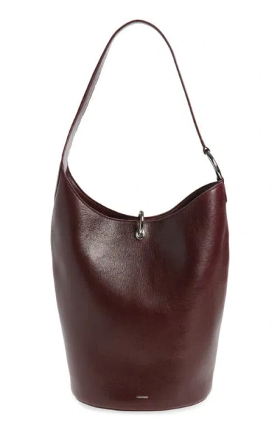 Rabanne Ring Textured Leather Tote In Dark Brown/silver