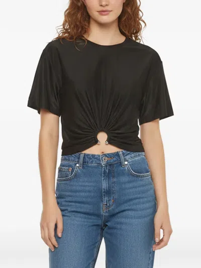 Pre-owned Rabanne Ring-embellished Cropped T-shirt In Black