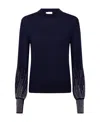 Rabanne Rivet Cuff Wool Sweater In Black