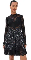 Rabanne Lace Floral Dress Keyhole Back In Black