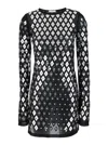 Rabanne Black Dress With Geometric All-over Pattern In Semi-transparent Polyamide Woman In Black