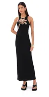 Rabanne Embellished Ribbed Stretch-cotton Midi Dress In Black