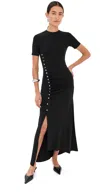 Rabanne Embellished Asymmetric Draped Midi Dress In Black