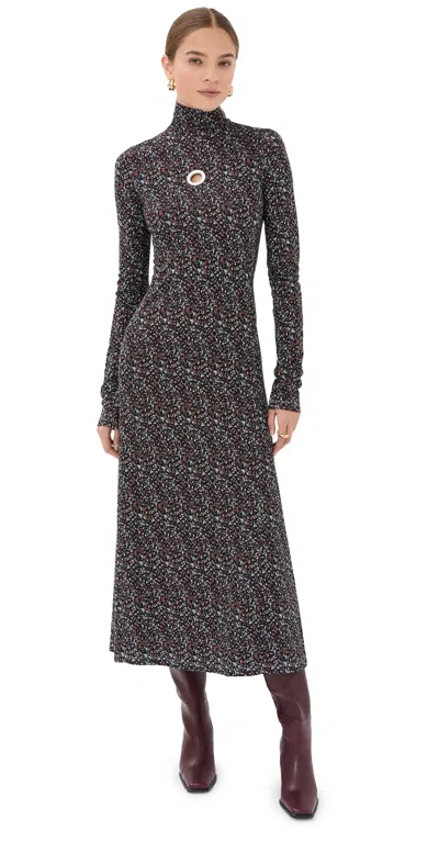 Rabanne High-neck Long-sleeved Dress In Brown