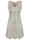 Rabanne Metallic Cotton-blend Mini Dress In Ecru Silver