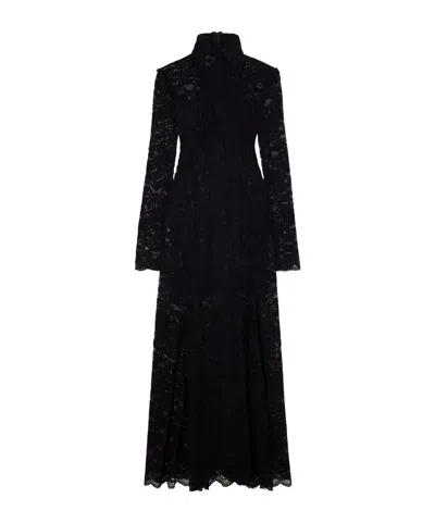 Rabanne Layered Lace Maxi Dress In Black