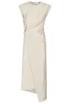 Rabanne Draped Asymmetric Urania Midi Dress In Nude