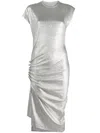 Rabanne Asymmetric Ruched Stretch-lurex Dress In Silver