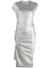 Rabanne Asymmetric Ruched Stretch-lurex Dress In Silver