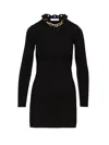 Rabanne Womens Chain-embellished Stretch-cotton Mini Dress Black