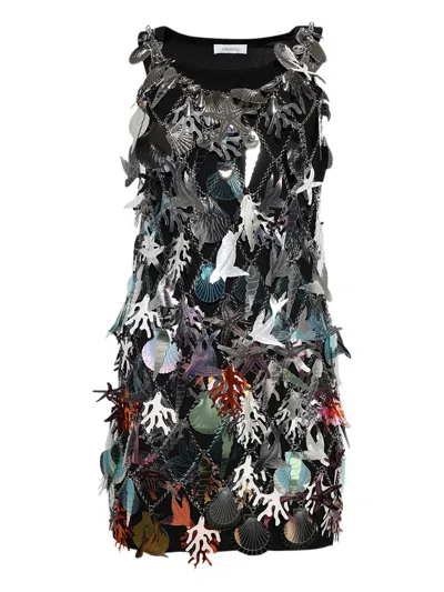 Rabanne Robe Shell-coral Chain-effect Mini Dress In Multi