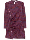 Rabanne Checked-intarsia Knitted Mini Dress In Red
