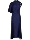 Rabanne Womens Deep Navy Aline One-short-sleeve Stretch-woven Midi Dress In Deep Navy