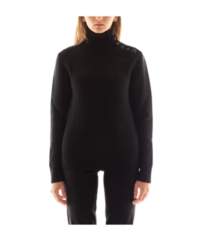 Rabanne Roll-neck Merino Wool Jumper In Black