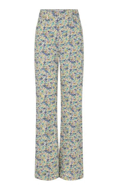 Rabanne Romantic Print Cotton Wide-leg Pants In Multi