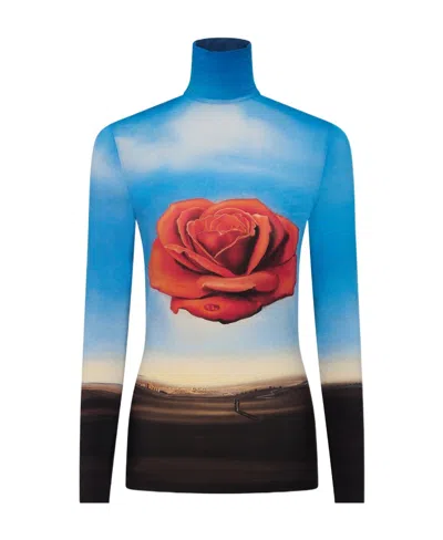 Rabanne Rose Print Long-sleeve Top In Multicolor