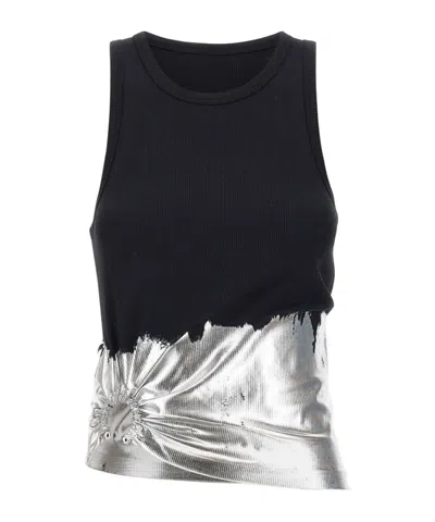 Rabanne Foil-finish Asymmetric Tank Top In Pink