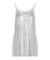 Rabanne Metallic Sleeveless Top With Spaghetti Straps And Chainmail In Tech Fabric Woman In White