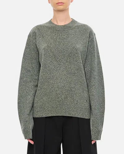 Rabanne Round Neck Wool And Cashmere Pullover In Green
