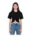 Rabanne Womens Black Ring-embellished Cropped Cotton-jersey T-shirt In Black