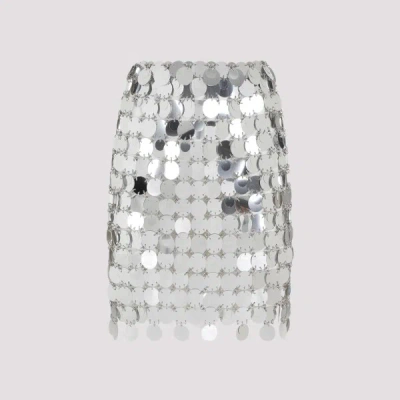 Rabanne Round Sequin Mini Skirt 38 In Gray